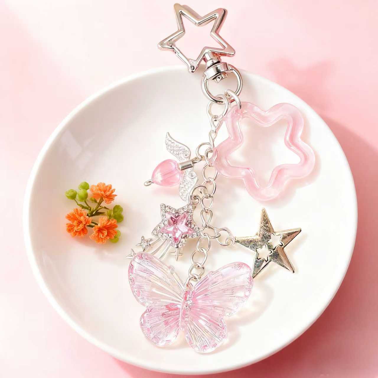 Wholesale Diamond-studded shooting star keychain